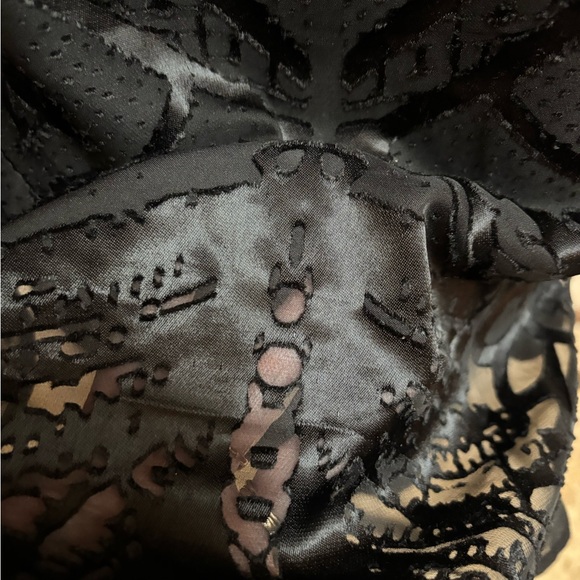 CAbi Black Sleeveless Top with Black Velvet Overlay Textured Design Hi Low Style - Picture 4 of 8